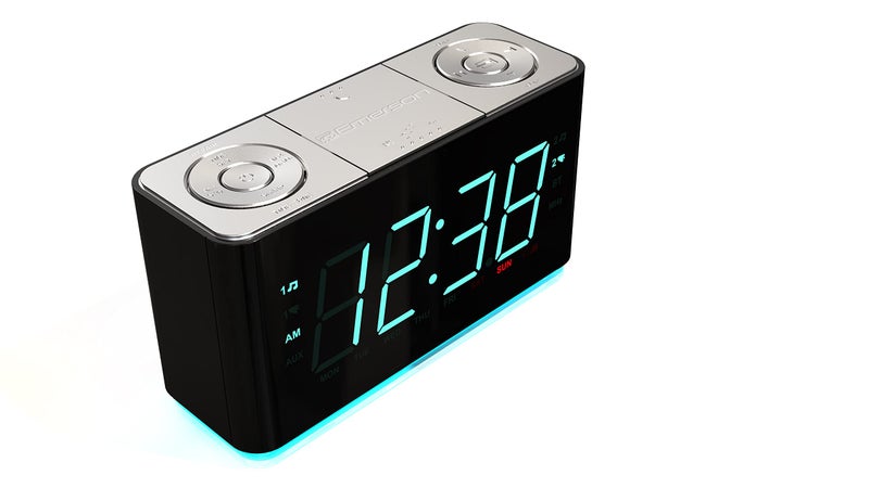 Emerson Smartset Alarm Clock Radio with Bluetooth Speaker with USB Port for iPhone/iPad/iPod/Android and Tablets, 1.4" Cyan LED Display and Night Light, ER100301 - Image 3